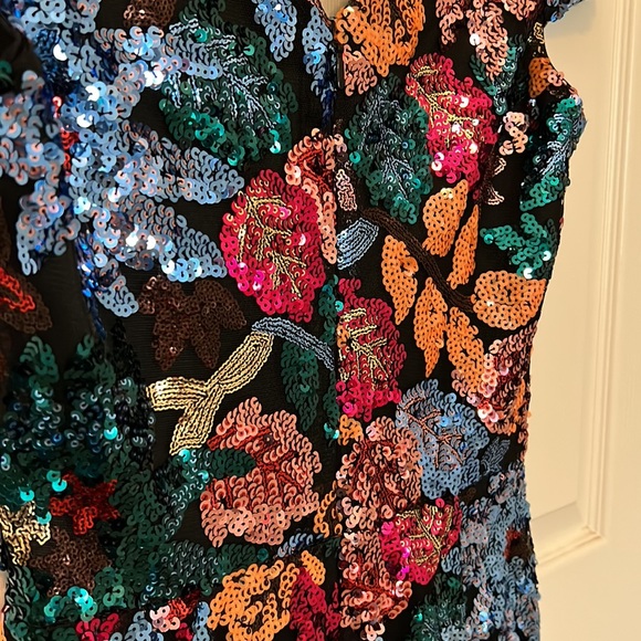 Dress The Population Sequin Mini Dress Floral Short Sleeve Small S New NWT V - Picture 10 of 15